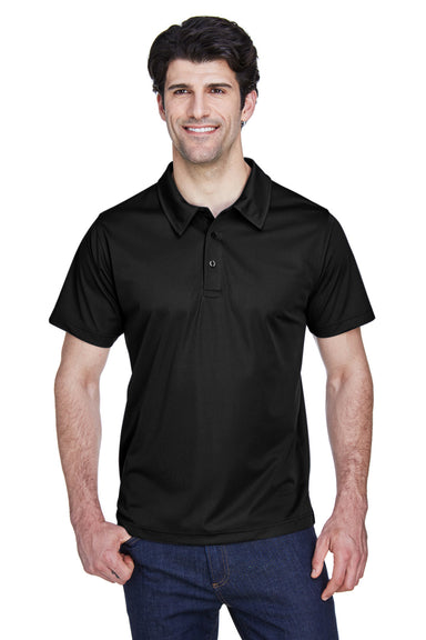 Team 365 TT21 Mens Command Performance Moisture Wicking Short Sleeve Polo Shirt Black Model Front