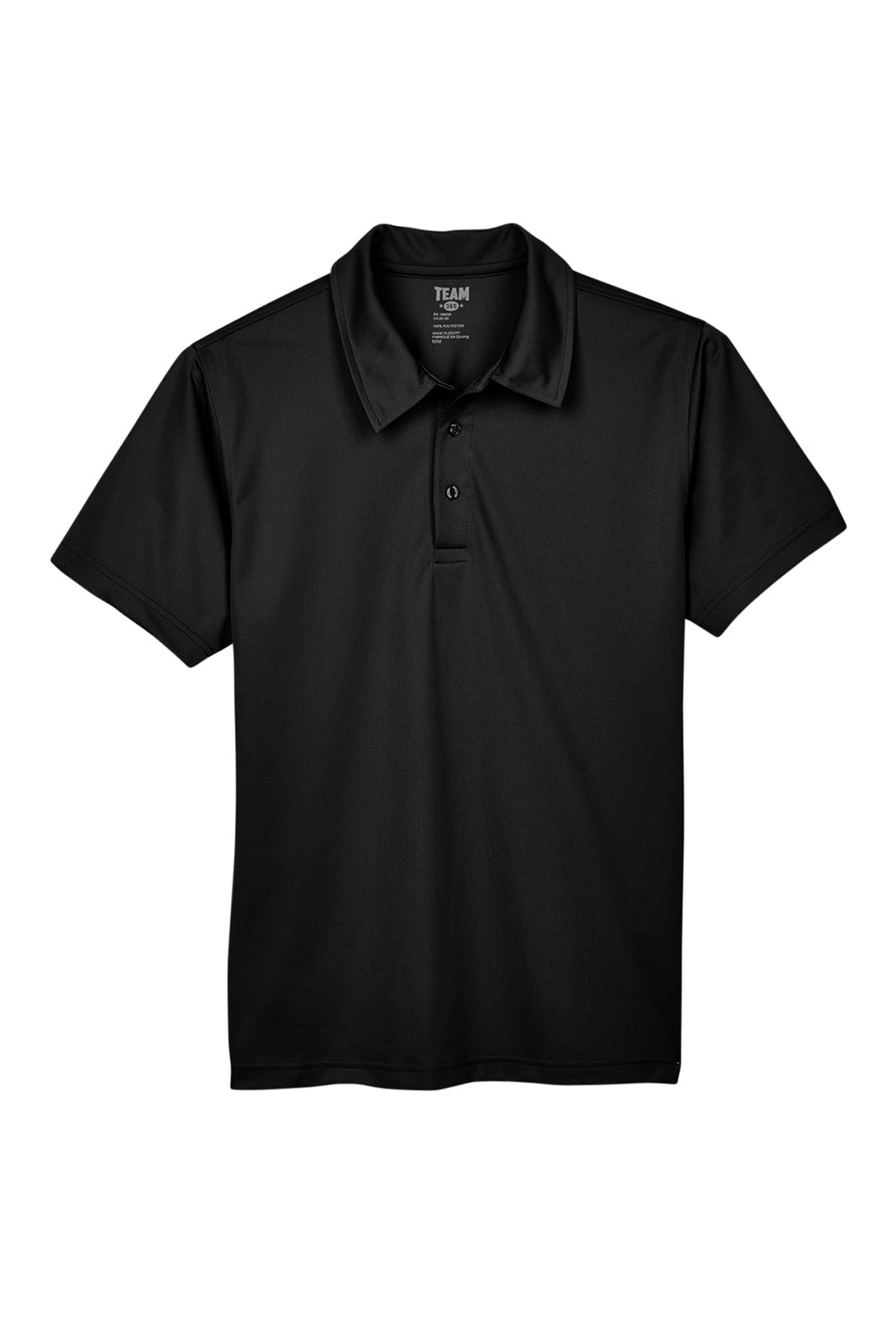 Team 365 TT21 Mens Command Performance Moisture Wicking Short Sleeve Polo Shirt Black Flat Front