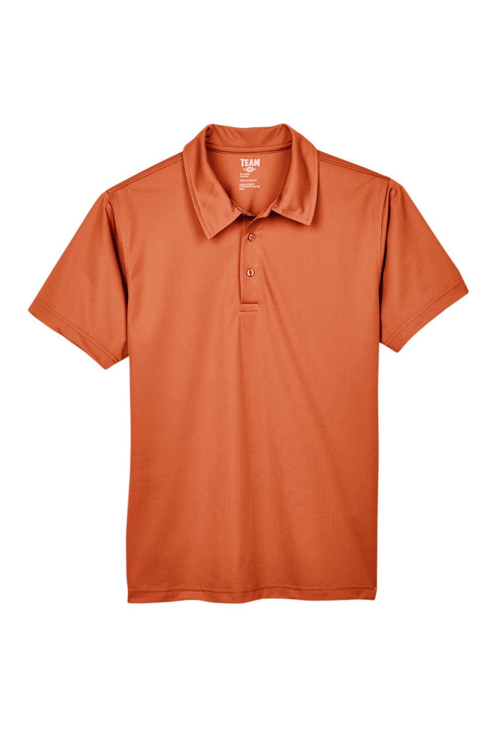 Team 365 TT21 Mens Command Performance Moisture Wicking Short Sleeve Polo Shirt Burnt Orange Flat Front