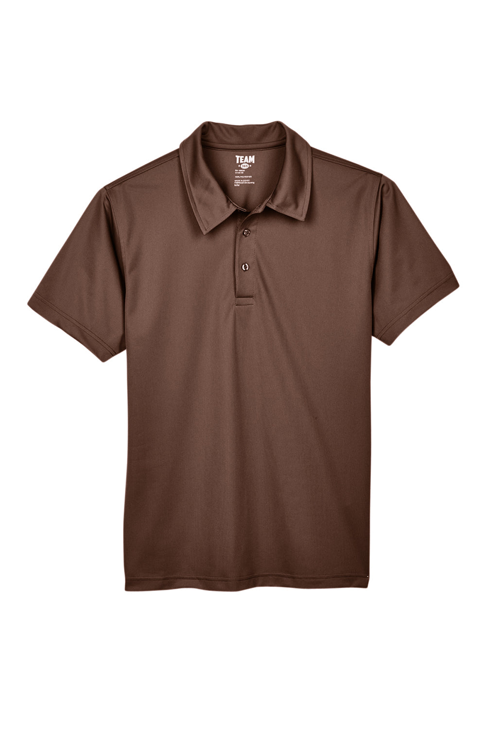 Team 365 TT21 Mens Command Performance Moisture Wicking Short Sleeve Polo Shirt Dark Brown Flat Front