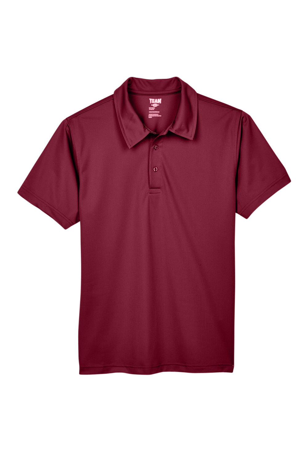 Team 365 TT21 Mens Command Performance Moisture Wicking Short Sleeve Polo Shirt Maroon Flat Front