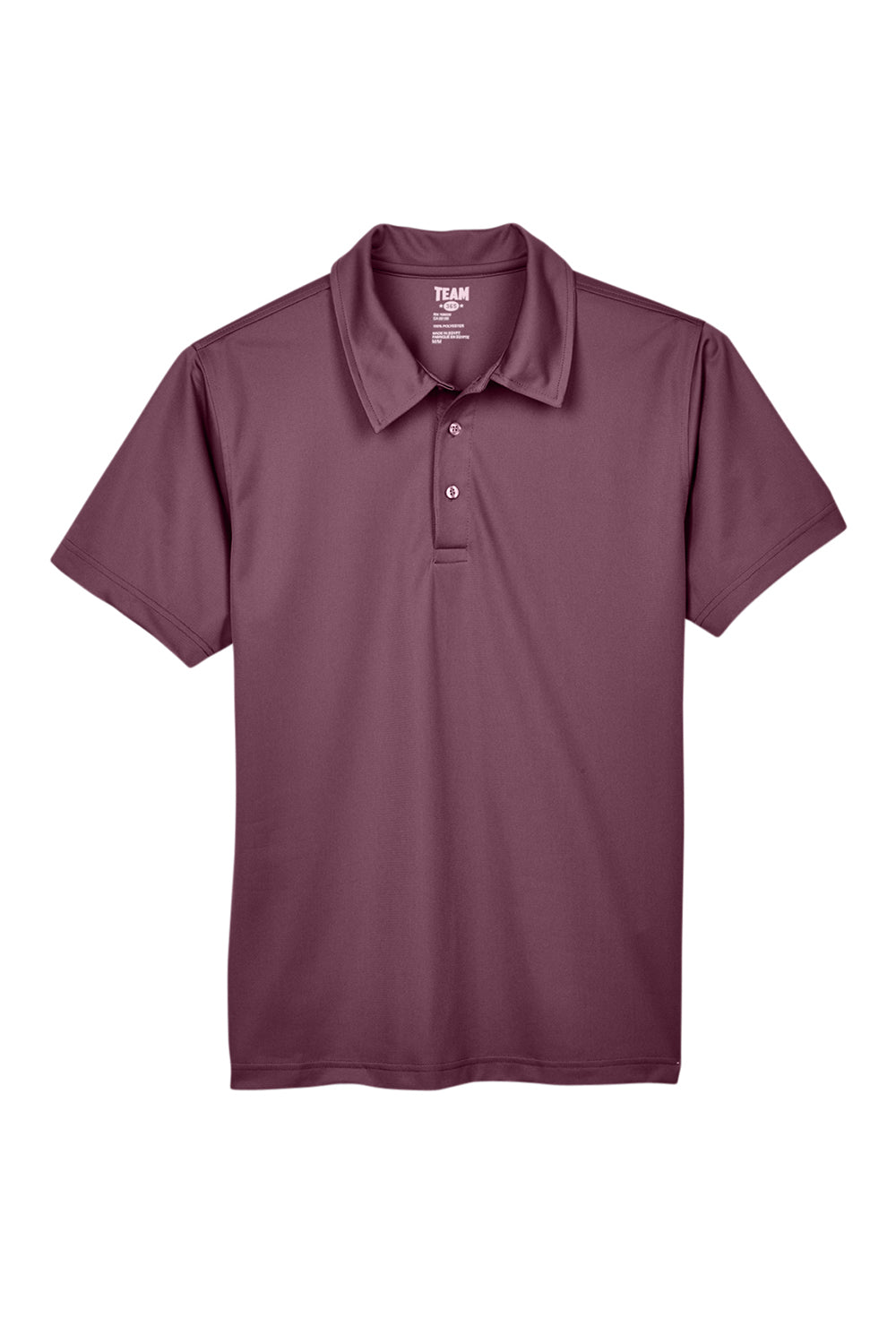 Team 365 TT21 Mens Command Performance Moisture Wicking Short Sleeve Polo Shirt Dark Maroon Flat Front