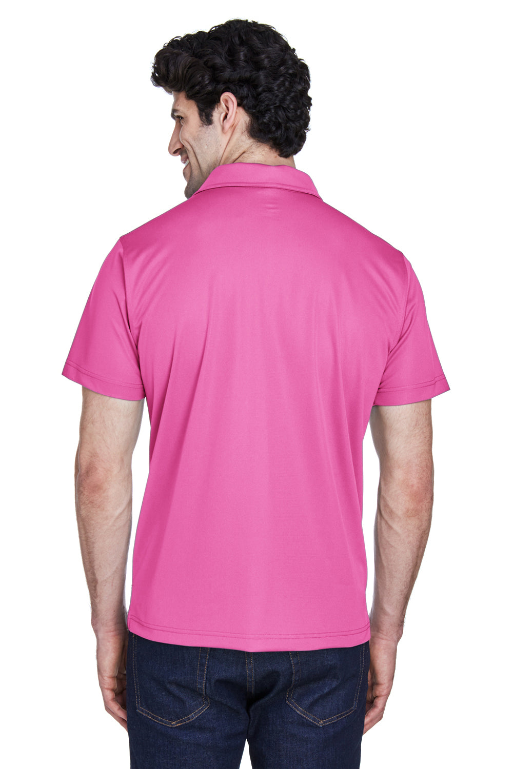 Team 365 TT21 Mens Command Performance Moisture Wicking Short Sleeve Polo Shirt Charity Pink Model Back