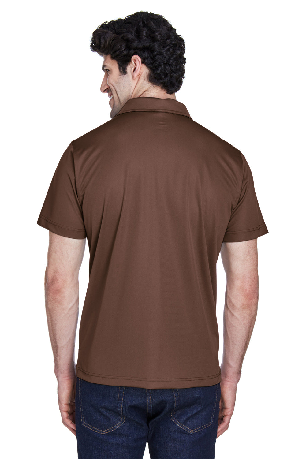 Team 365 TT21 Mens Command Performance Moisture Wicking Short Sleeve Polo Shirt Dark Brown Model Back