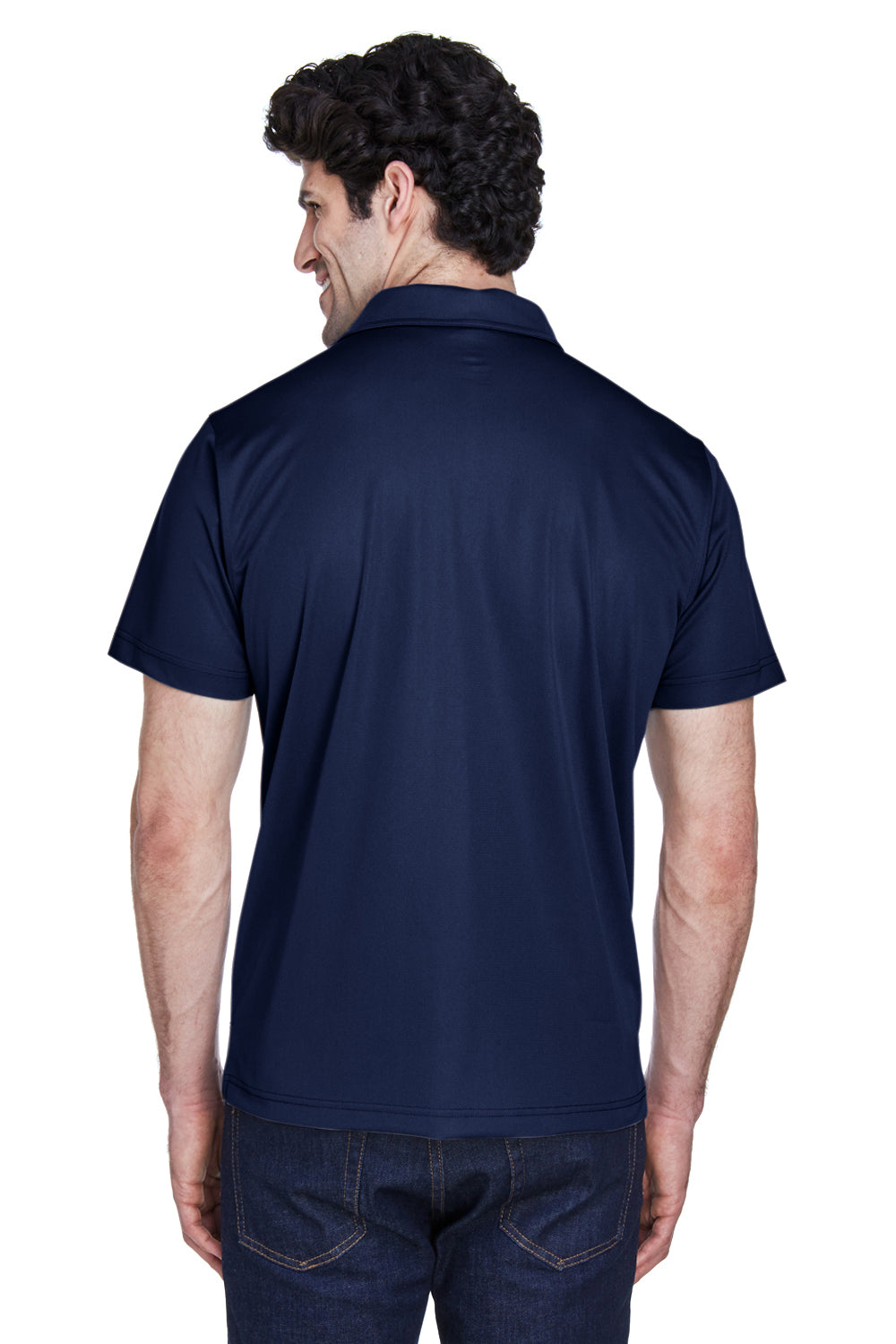 Team 365 TT21 Mens Command Performance Moisture Wicking Short Sleeve Polo Shirt Dark Navy Blue Model Back