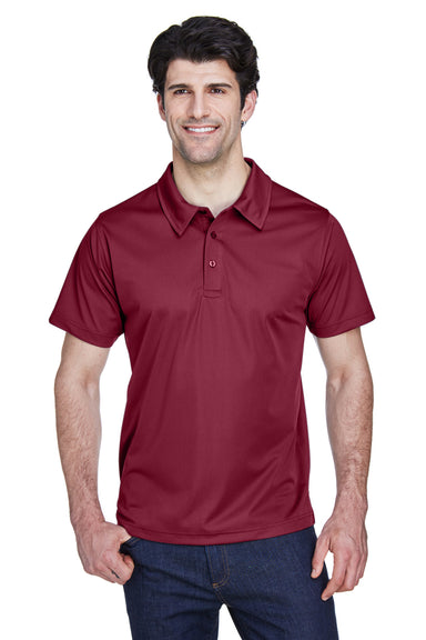 Team 365 TT21 Mens Command Performance Moisture Wicking Short Sleeve Polo Shirt Maroon Model Front