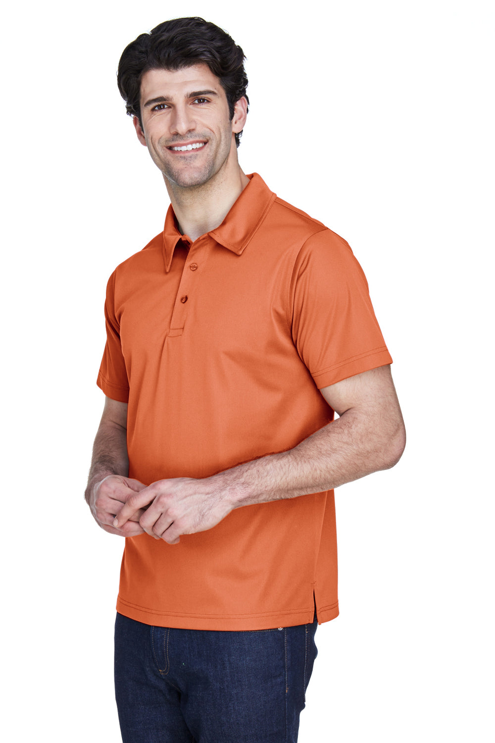 Team 365 TT21 Mens Command Performance Moisture Wicking Short Sleeve Polo Shirt Burnt Orange Model 3q