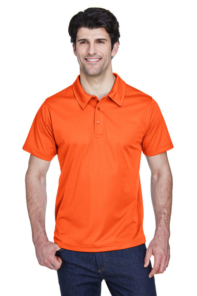 Team 365 TT21 Mens Command Performance Moisture Wicking Short Sleeve Polo Shirt Orange Model Front