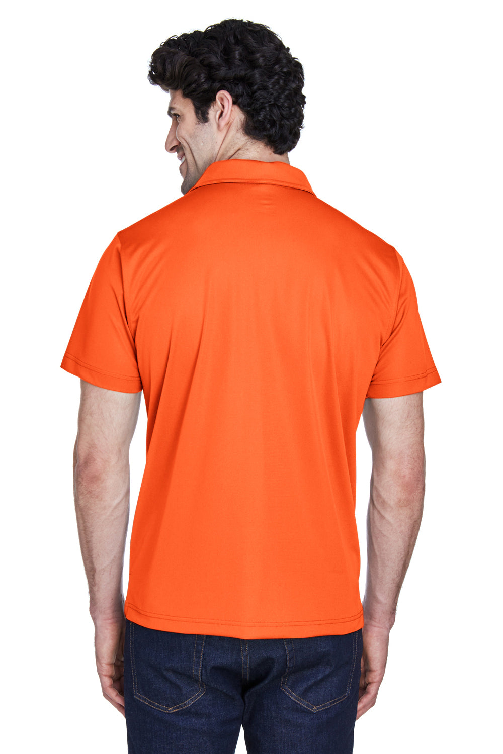 Team 365 TT21 Mens Command Performance Moisture Wicking Short Sleeve Polo Shirt Orange Model Back