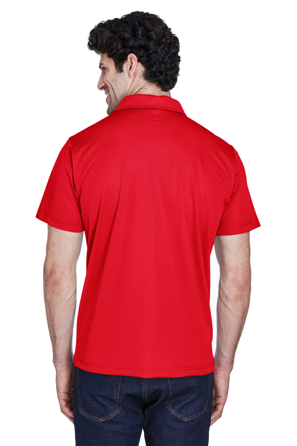 Team 365 TT21 Mens Command Performance Moisture Wicking Short Sleeve Polo Shirt Red Model Back