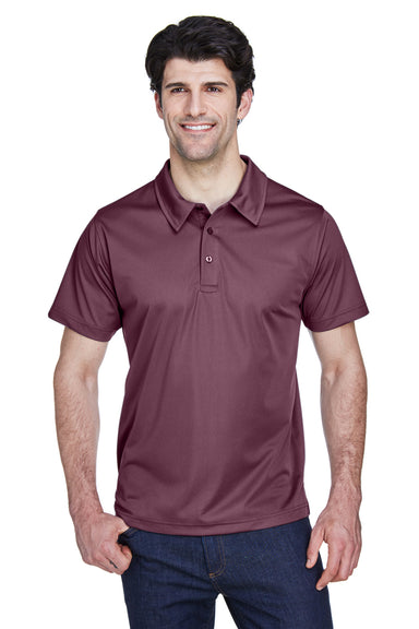 Team 365 TT21 Mens Command Performance Moisture Wicking Short Sleeve Polo Shirt Dark Maroon Model Front