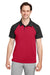 Team 365 TT21C Mens Command Colorblock Moisture Wicking Short Sleeve Polo Shirt Red/Black Model Front