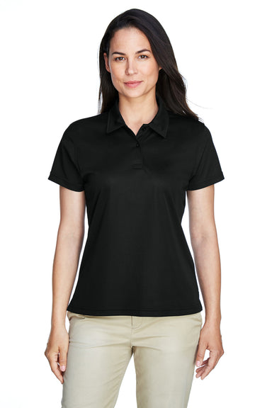 Team 365 TT21W Womens Command Performance Moisture Wicking Short Sleeve Polo Shirt Black Model Front