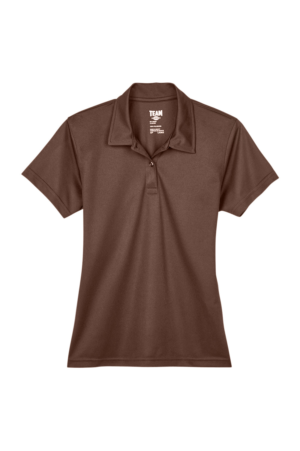 Team 365 TT21W Womens Command Performance Moisture Wicking Short Sleeve Polo Shirt Dark Brown Flat Front