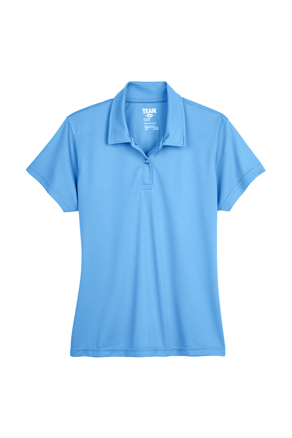 Team 365 TT21W Womens Command Performance Moisture Wicking Short Sleeve Polo Shirt Light Blue Flat Front