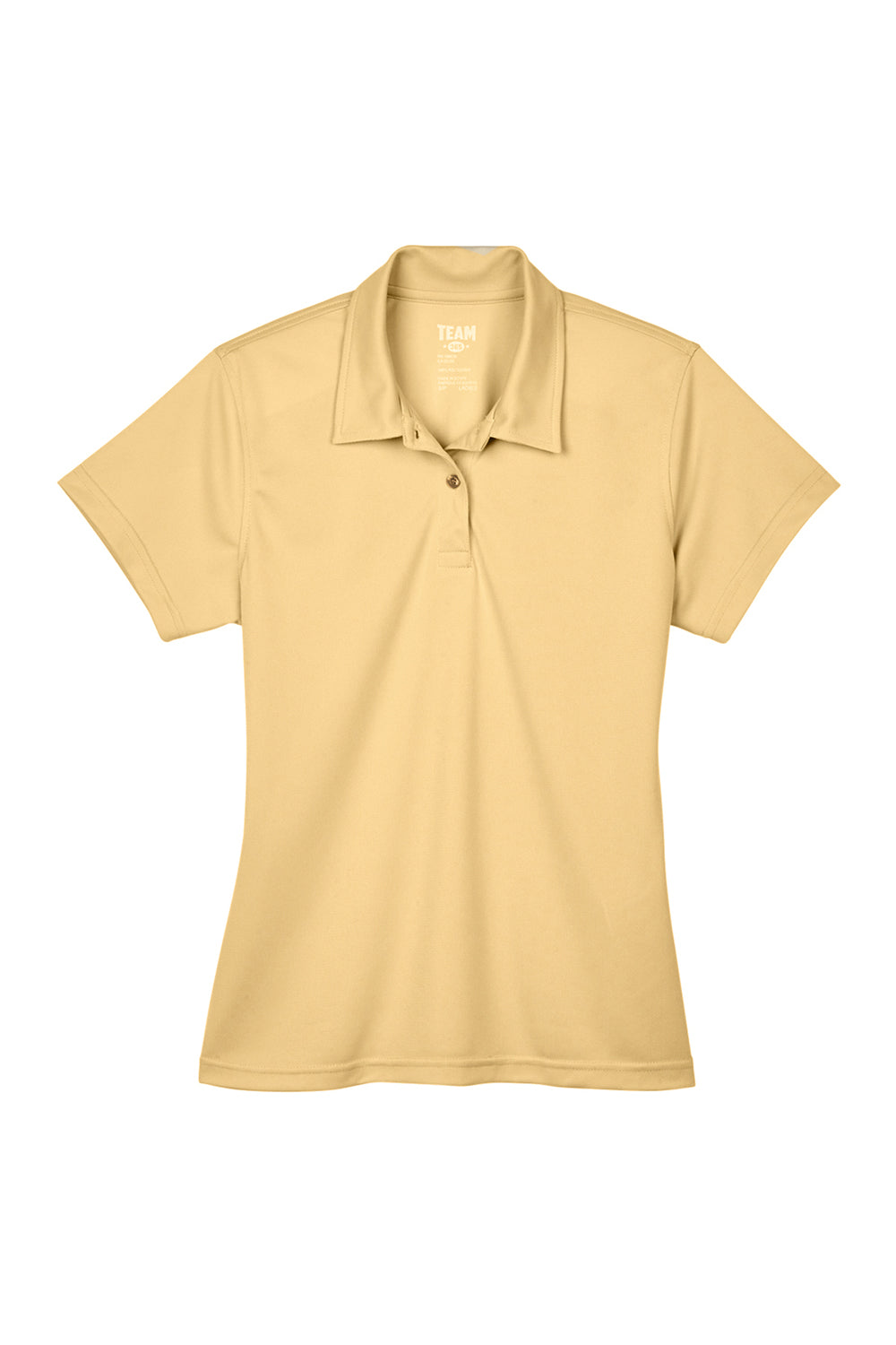 Team 365 TT21W Womens Command Performance Moisture Wicking Short Sleeve Polo Shirt Vegas Gold Flat Front