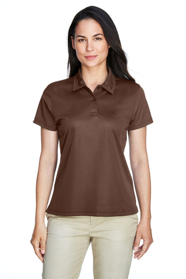 Team 365 TT21W Womens Command Performance Moisture Wicking Short Sleeve Polo Shirt Dark Brown Model Front