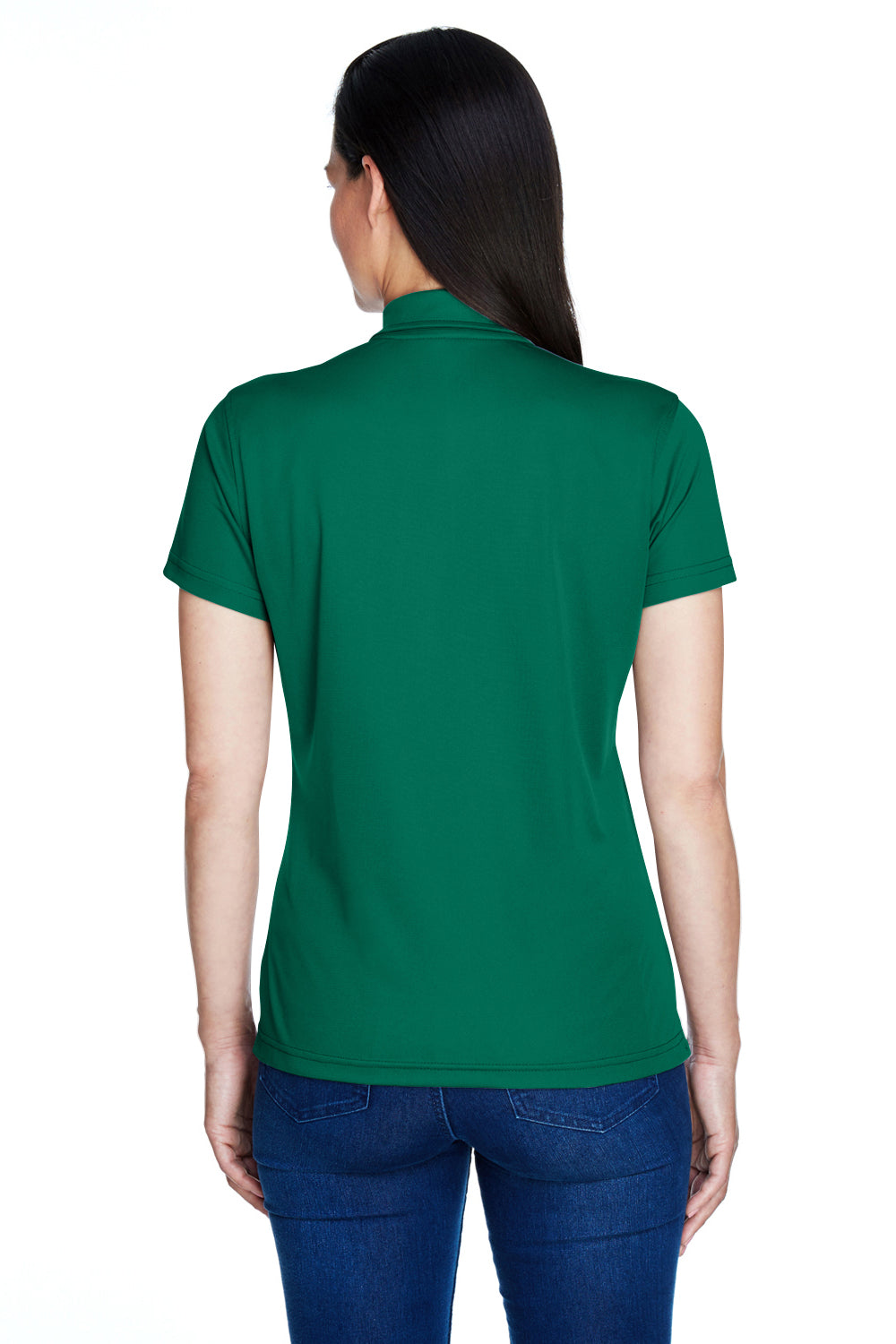 Team 365 TT21W Womens Command Performance Moisture Wicking Short Sleeve Polo Shirt Forest Green Model Back