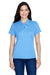 Team 365 TT21W Womens Command Performance Moisture Wicking Short Sleeve Polo Shirt Light Blue Model Front