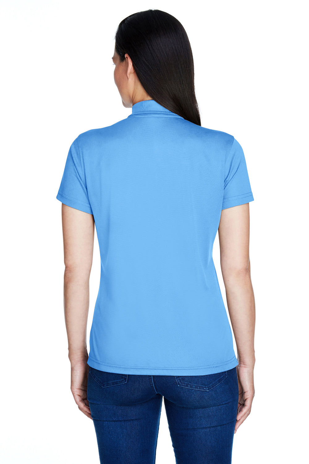 Team 365 TT21W Womens Command Performance Moisture Wicking Short Sleeve Polo Shirt Light Blue Model Back