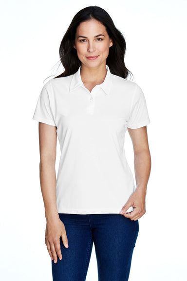 Team 365 TT21W Womens Command Performance Moisture Wicking Short Sleeve Polo Shirt White Model Front