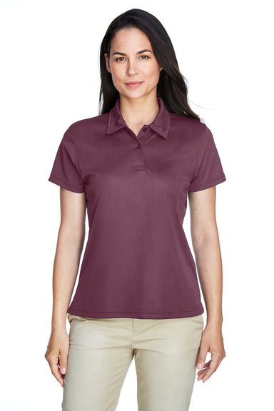 Team 365 TT21W Womens Command Performance Moisture Wicking Short Sleeve Polo Shirt Dark Maroon Model Front