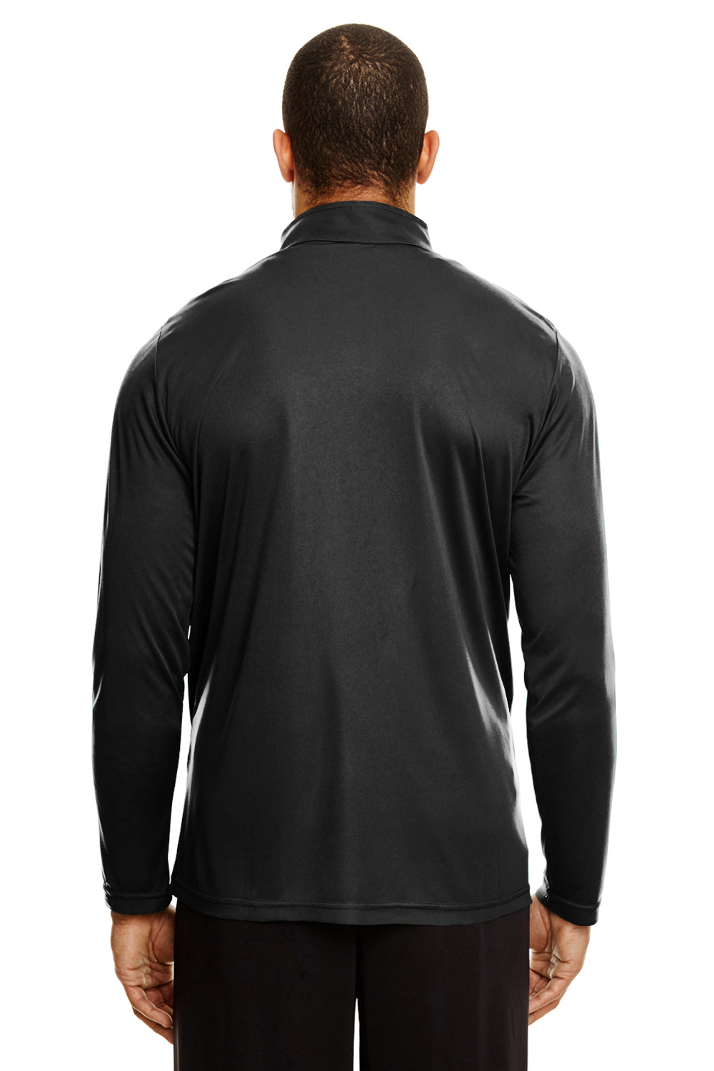 Team 365 TT31 Mens Zone Performance Moisture Wicking 1/4 Zip Sweatshirt Black Model Back