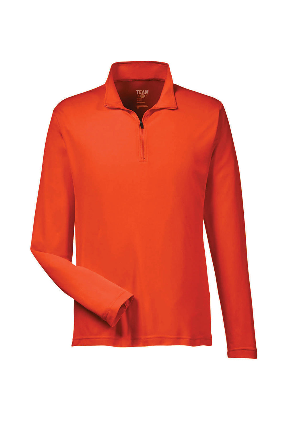 Team 365 TT31 Mens Zone Performance Moisture Wicking 1/4 Zip Sweatshirt Orange Flat Front