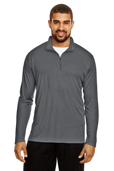 Team 365 TT31 Mens Zone Performance Moisture Wicking 1/4 Zip Sweatshirt Graphite Grey Model Front