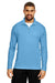 Team 365 TT31 Mens Zone Performance Moisture Wicking 1/4 Zip Sweatshirt Light Blue Model Front