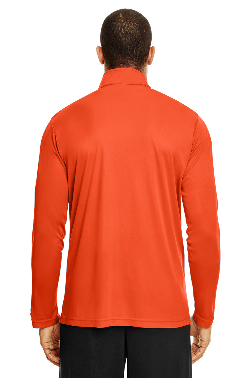 Team 365 TT31 Mens Zone Performance Moisture Wicking 1/4 Zip Sweatshirt Orange Model Back