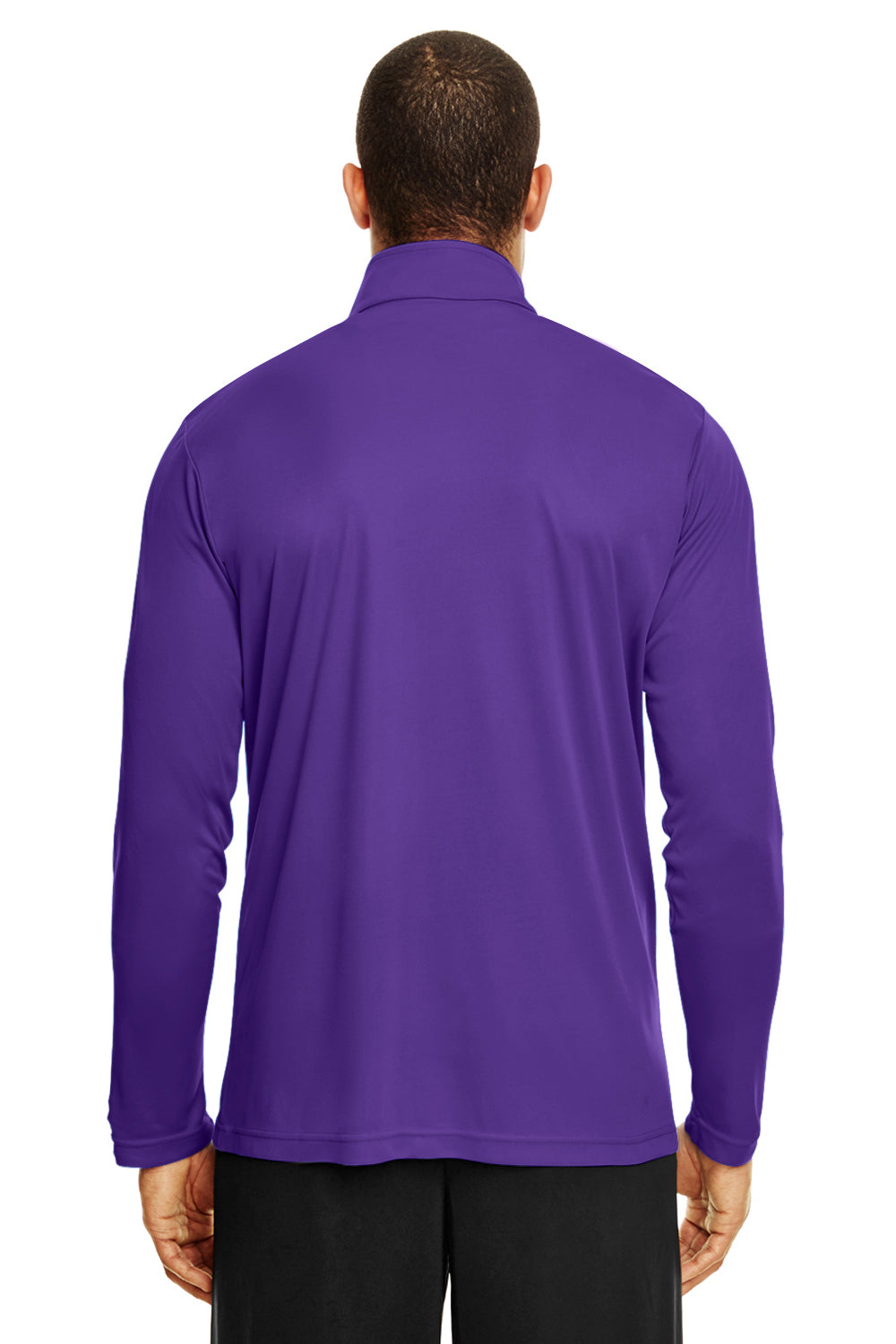 Team 365 TT31 Mens Zone Performance Moisture Wicking 1/4 Zip Sweatshirt Purple Model Back