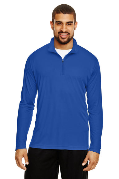 Team 365 TT31 Mens Zone Performance Moisture Wicking 1/4 Zip Sweatshirt Royal Blue Model Front