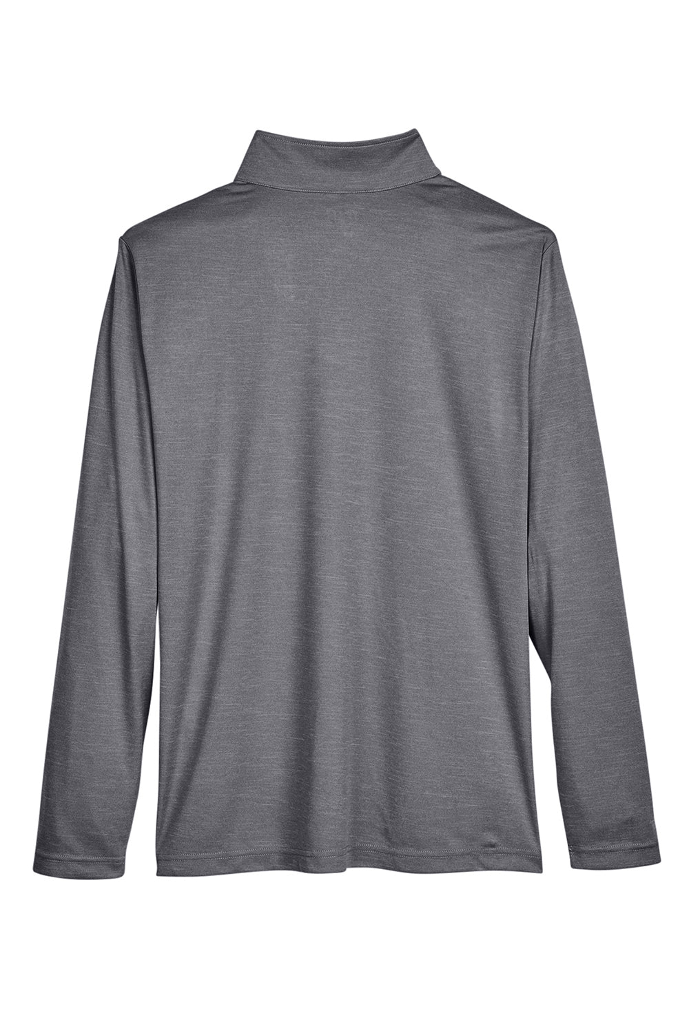 Team 365 TT31H Mens Zone Sonic Performance Moisture Wicking 1/4 Zip Sweatshirt Heather Dark Grey Flat Back