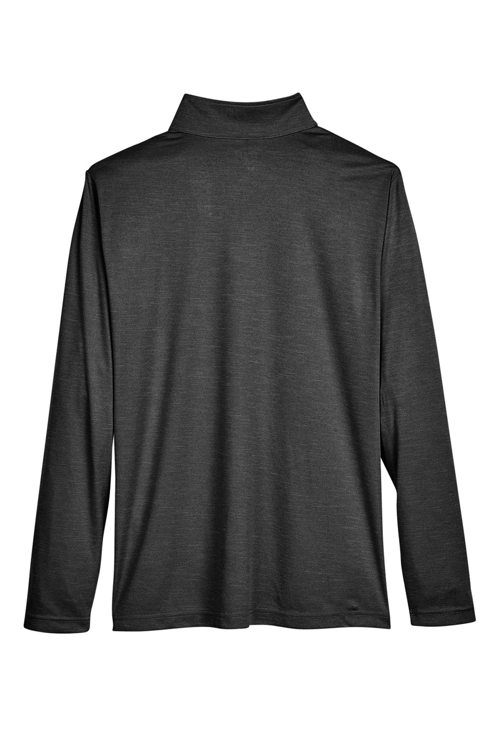 Team 365 TT31H Mens Zone Sonic Performance Moisture Wicking 1/4 Zip Sweatshirt Heather Black Flat Back