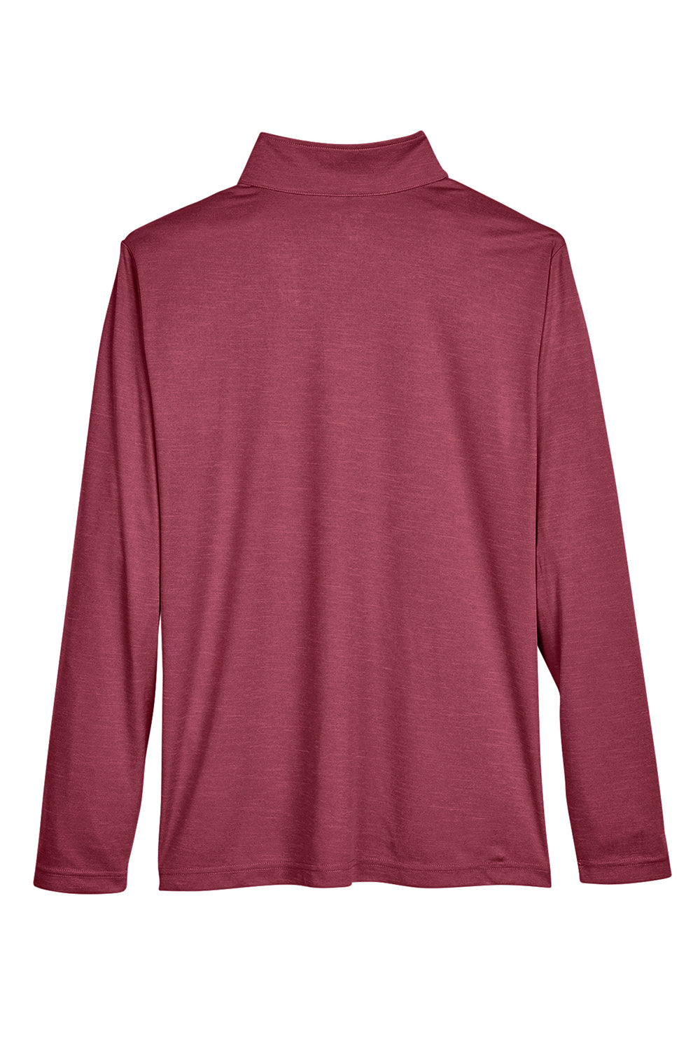 Team 365 TT31H Mens Zone Sonic Performance Moisture Wicking 1/4 Zip Sweatshirt Heather Maroon Flat Back