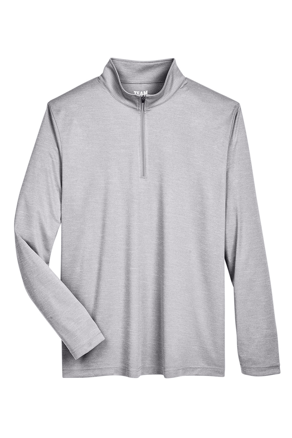 Team 365 TT31H Mens Zone Sonic Performance Moisture Wicking 1/4 Zip Sweatshirt Heather Grey Flat Front