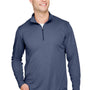 Team 365 Mens Zone Sonic Performance Moisture Wicking 1/4 Zip Sweatshirt - Heather Dark Navy Blue