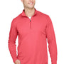 Team 365 Mens Zone Sonic Performance Moisture Wicking 1/4 Zip Sweatshirt - Heather Red