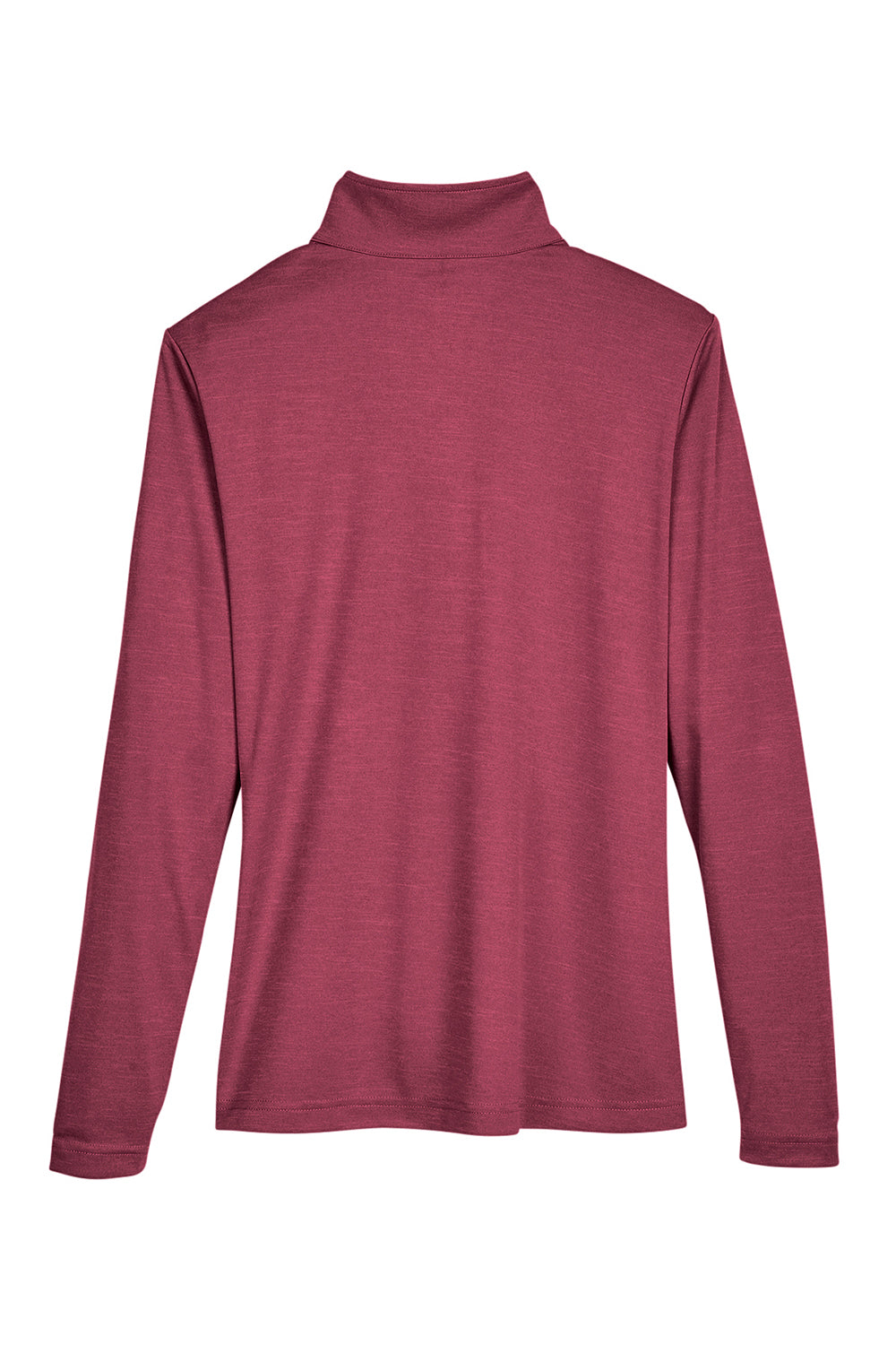 Team 365 TT31HW Womens Zone Sonic Performance Moisture Wicking 1/4 Zip Sweatshirt Heather Maroon Flat Back