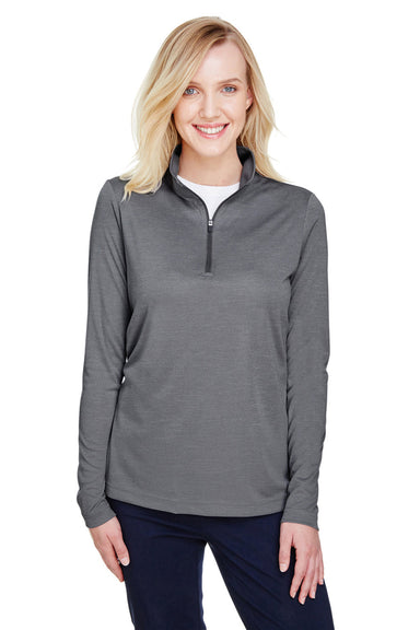 Team 365 TT31HW Womens Zone Sonic Performance Moisture Wicking 1/4 Zip Sweatshirt Heather Dark Grey Model Front