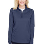 Team 365 Womens Zone Sonic Performance Moisture Wicking 1/4 Zip Sweatshirt - Heather Dark Navy Blue