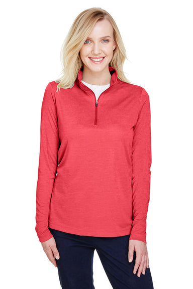 Team 365 TT31HW Womens Zone Sonic Performance Moisture Wicking 1/4 Zip Sweatshirt Heather Red Model Front