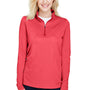 Team 365 Womens Zone Sonic Performance Moisture Wicking 1/4 Zip Sweatshirt - Heather Red