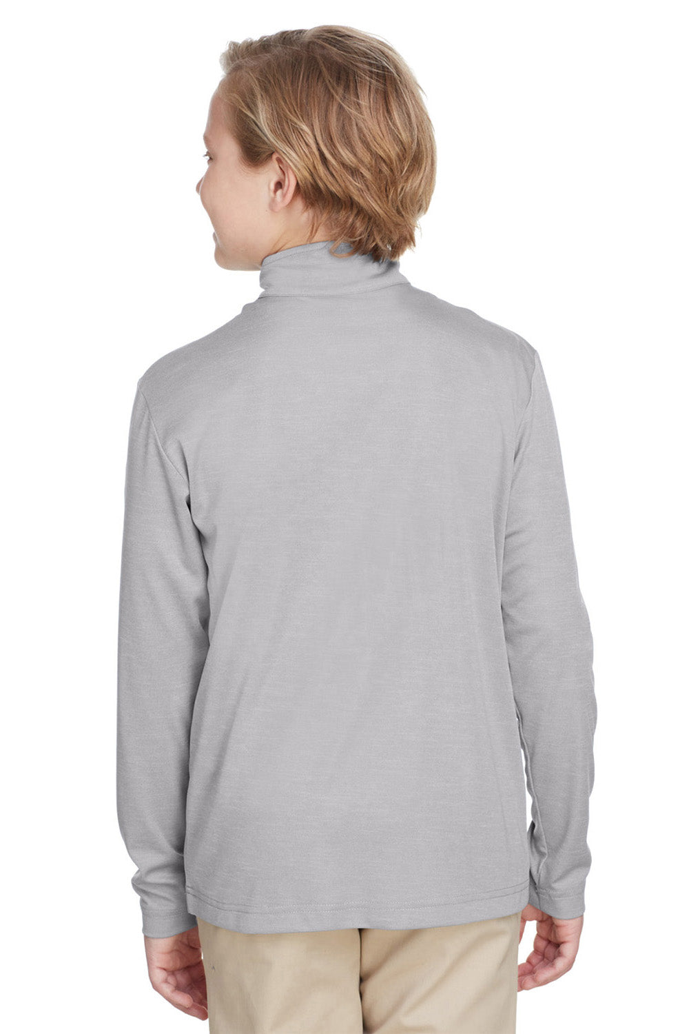 Team 365 TT31HY Youth Zone Sonic Performance Moisture Wicking 1/4 Zip Sweatshirt Heather Grey Model Back