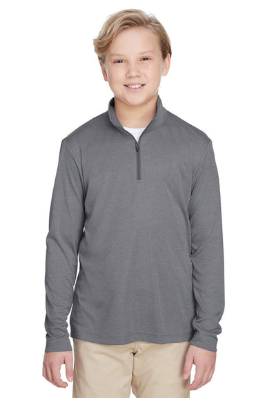 Team 365 TT31HY Youth Zone Sonic Performance Moisture Wicking 1/4 Zip Sweatshirt Heather Dark Grey Model Front