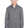 Team 365 Youth Zone Sonic Performance Moisture Wicking 1/4 Zip Sweatshirt - Heather Dark Grey