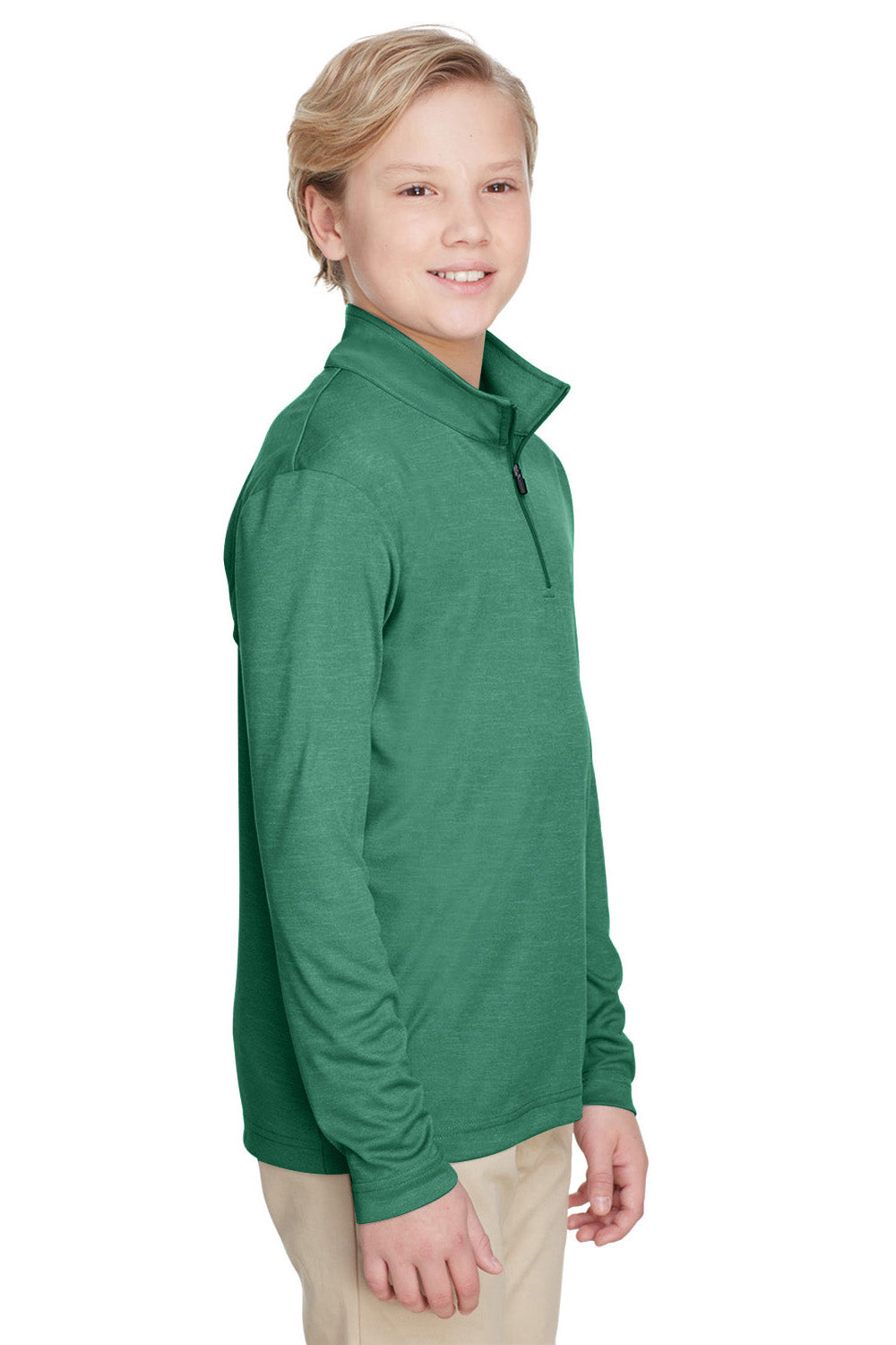 Team 365 TT31HY Youth Zone Sonic Performance Moisture Wicking 1/4 Zip Sweatshirt Heather Forest Green Model 3q