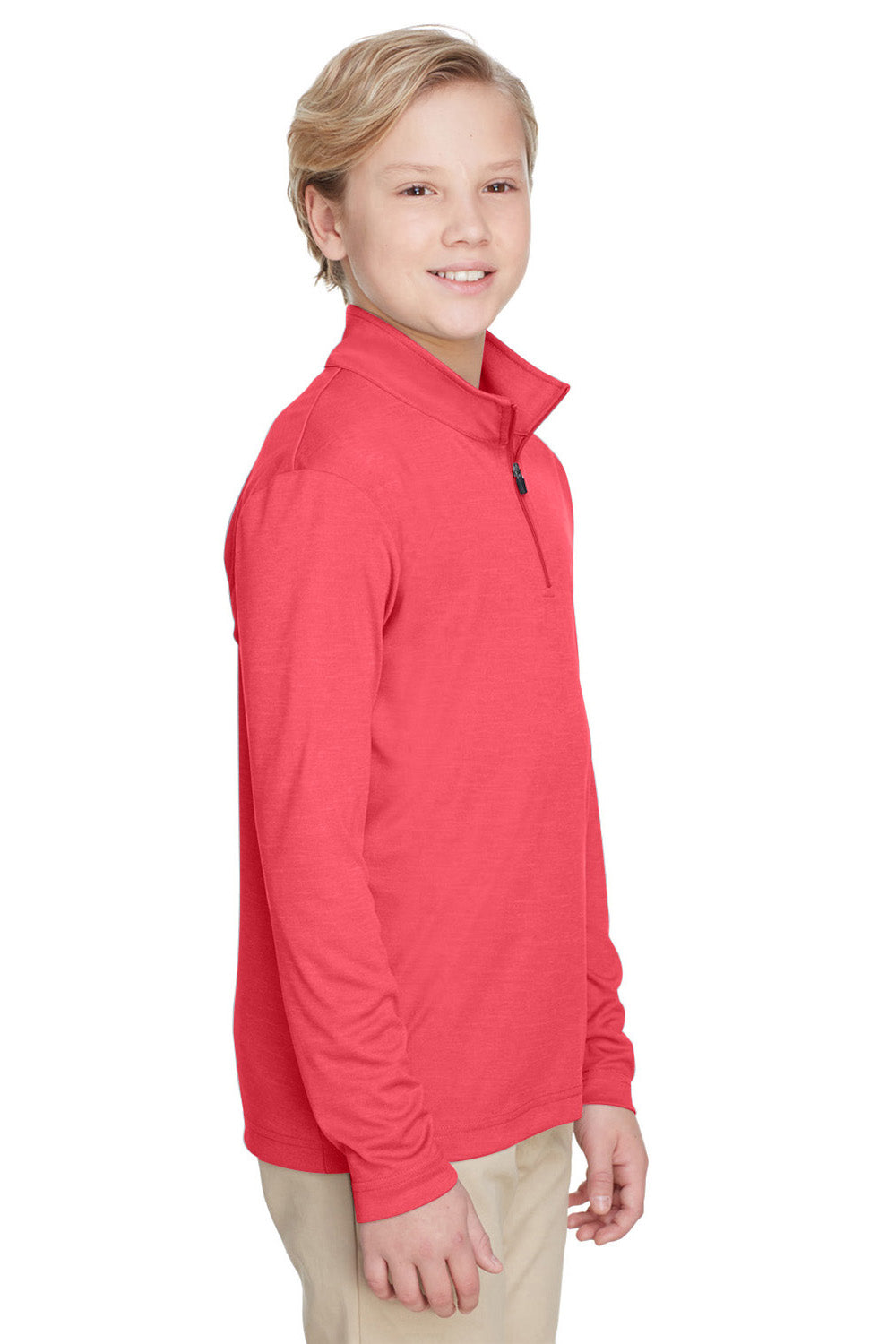 Team 365 TT31HY Youth Zone Sonic Performance Moisture Wicking 1/4 Zip Sweatshirt Heather Red Model 3q