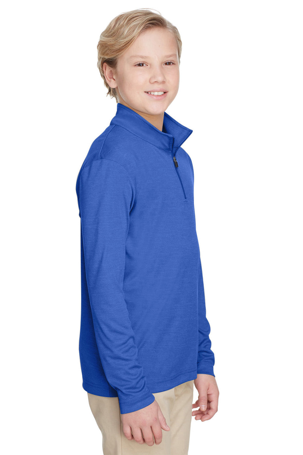 Team 365 TT31HY Youth Zone Sonic Performance Moisture Wicking 1/4 Zip Sweatshirt Heather Royal Blue Model 3q